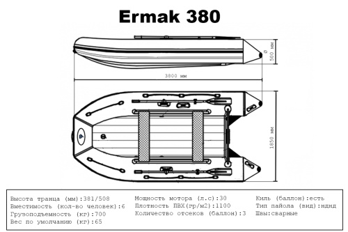 Лодка ПВХ Big Boat НДНД Ermak 380