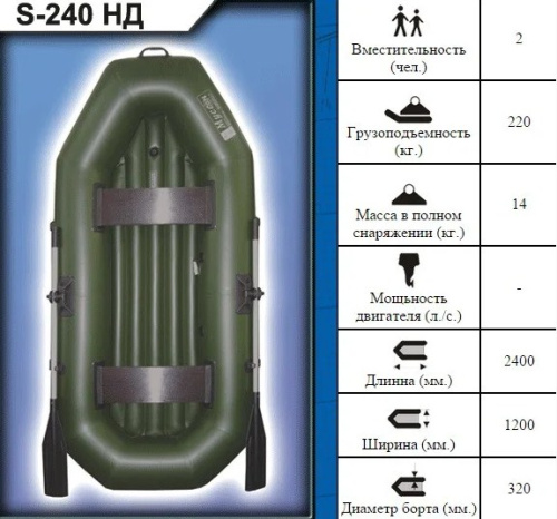 Надувная ПВХ лодка Муссон S240 НД